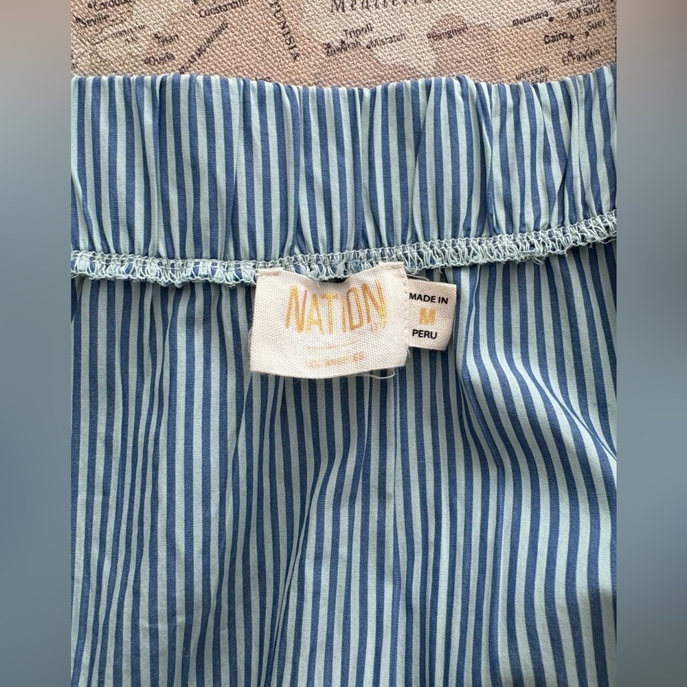 Nation LTD Los Angeles Camille Blue Striped Sundress M Flutter Sleeve Midi Dress - Picture 13 of 14